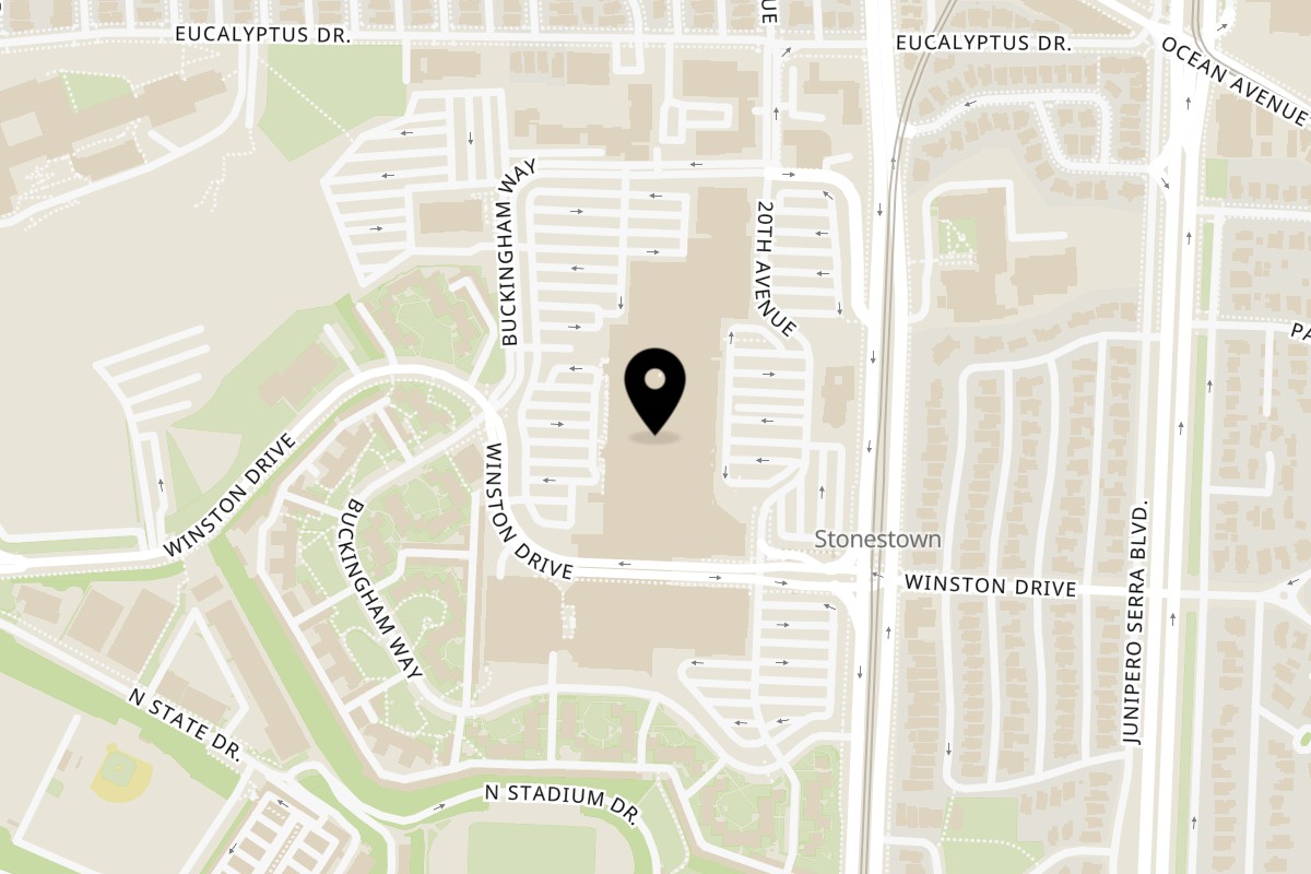 Map showing the location of Shihlin Taiwan Street Snacks San Francisco - Stonestown Galleria 3251 on Stonestown Galleria 3251 20th Ave, #250G in San Francisco